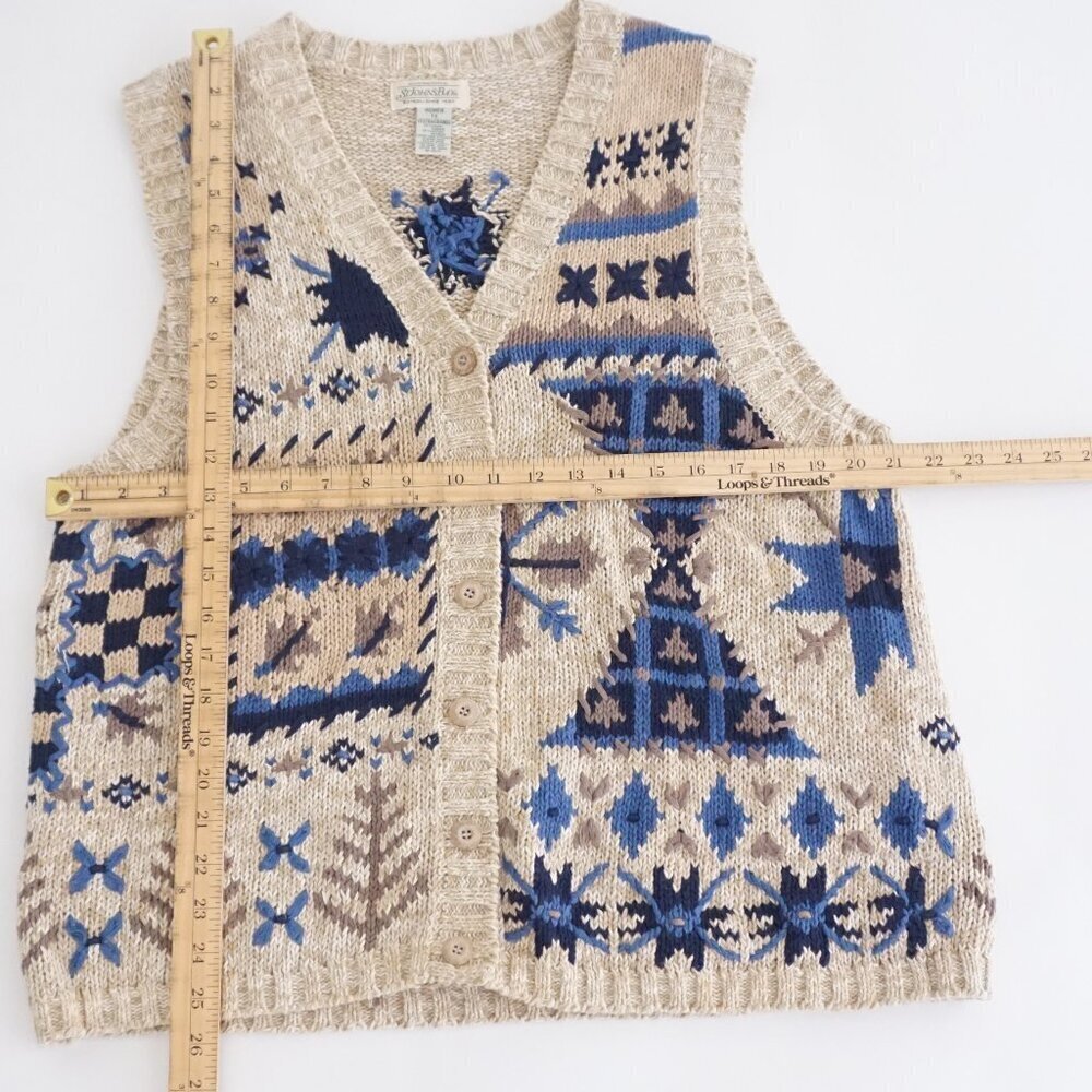 Vintage St Johns Bay Ramie Cotton Knit Vest Eclectic Grandpa Southwestern 1X - Picture 2 of 10